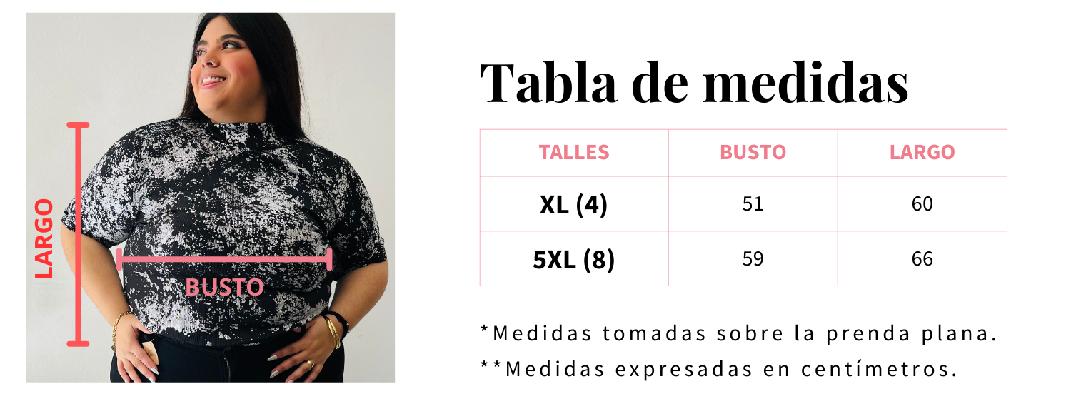 tabla de medidas remera foil